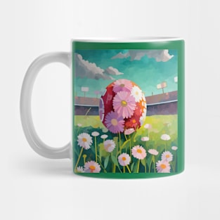 watercolor flowers football on football field Mug